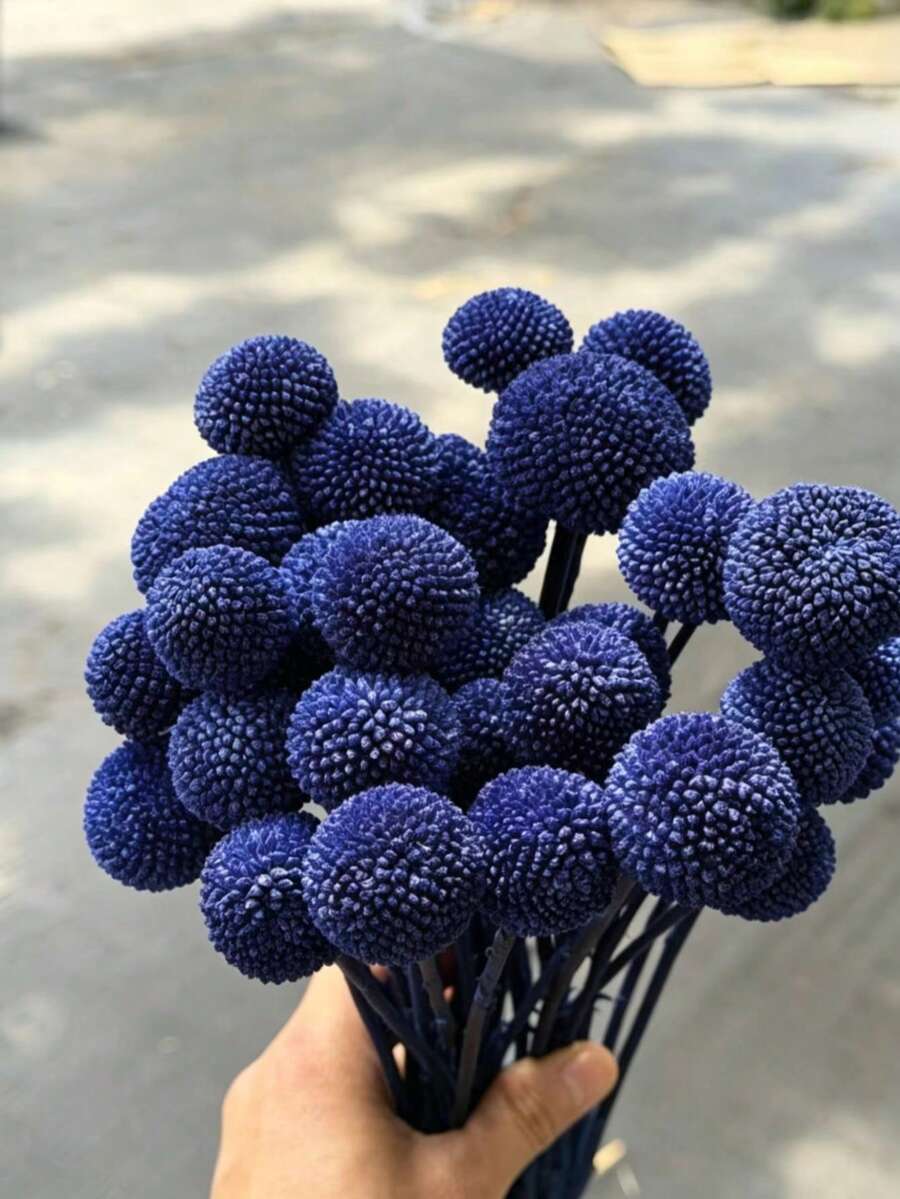 10/20pcs Artificial Flower Golden Ball Bouquet - Glassy Snowball Flowers, Vivid Multicolor Spherical Blooms, Suitable For DIY, Wedding & Home Decor, Durable Center Piece, From Rustic To Modern Floral - Royal Blue - View 1