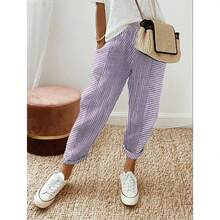 Loose Casual Women's Trousers With Jacquard Woven Stripes And Patchwork Design, Ideal For Summer - Black - View 9
