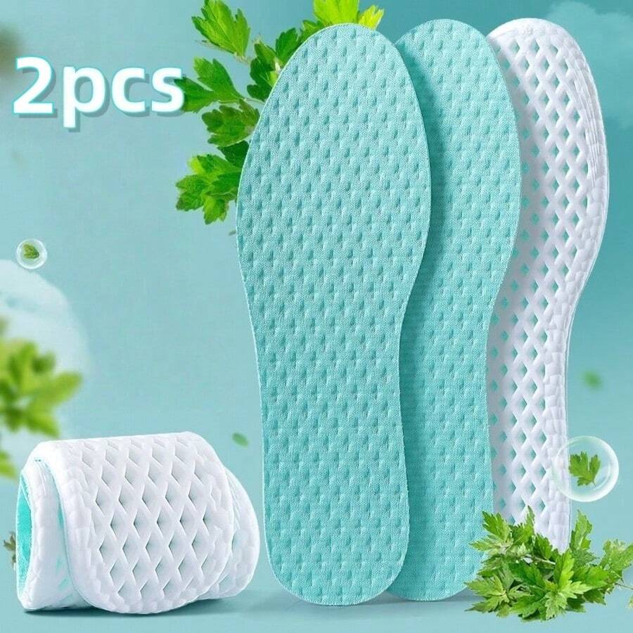 1 đôi lót giày mùa hè bằng lụa băng thoáng khí, giảm sốc, thấm hút mồ hôi - Thiết kế đục lỗ, unisex, phù hợp cho giày thể thao và giày thường ngày, hỗ trợ công thái học, đệm dày, thoải mái khi sử dụng hàng ngày.