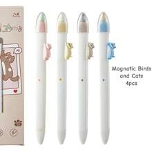 Bộ 4 bút bi gel Gentle Sand, họa tiết mèo dễ thương Kawaii, mực gel khô nhanh 0.5mm, viết trơn tru, màu đen, đồ dùng học tập cho học sinh, văn phòng phẩm, quà tặng cho bé gái. - Bộ sưu tập mèo - Xem 13