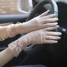Gants de protection solaire d'été, gants de protection UV imprimés glace pour femmes, gants anti-dérapants pour écran tactile et conduite pour filles, gants de protection solaire longs et fins pour l'été, convenant pour la conduite, la balade à vélo électrique - Plusieurs styles - Voir 4