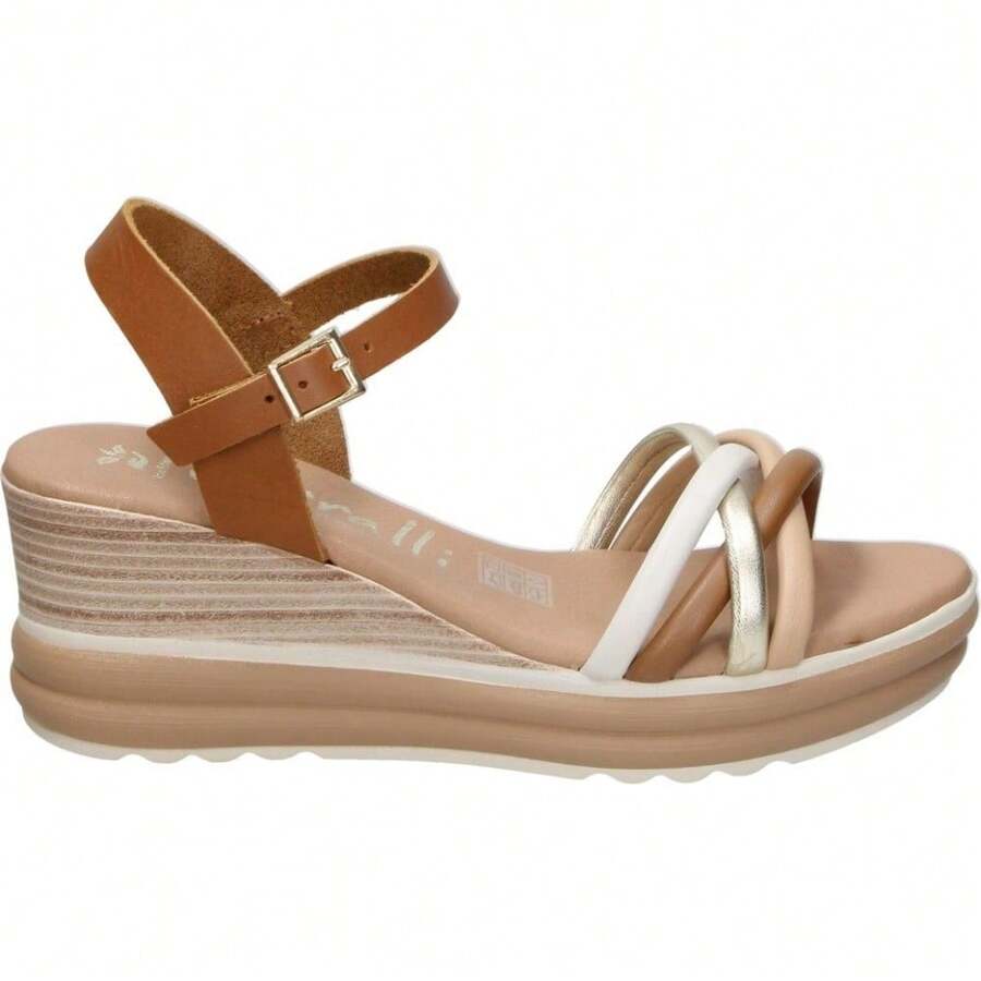 LRK KARRALLI | Sandali da donna in pelle Karralli – Sandali con zeppa marroni – Sandali estivi con fibbia – Zeppa alta – Alta qualità – Versatili e comodi – Eleganti – Modello 5994 - Castano - Visualizzare 1