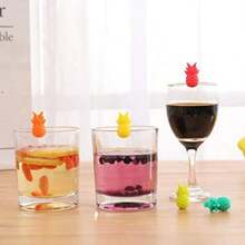 Pineapple Wine Glass Label Tags, Glass Drink Markers Set, Silicone Wine Glass Charms, Silicone Wine Glass Markers For Bar Party - View 2