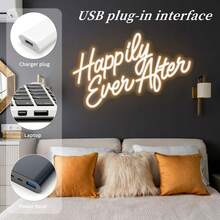 Ainteseaned “Happily Ever After” 亚克力 LED 霓虹灯,可调光 USB 供电,美观墙饰,室内家居装饰,适用于卧室、酒吧、商店、直播场景、婚礼、求婚和派对,多功能夜灯,完美的母亲节礼物(不含电池) - 暖白光 - 查看 12