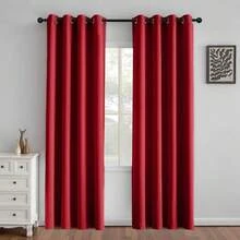 1 Piece Thermal Blackout Curtain 135x225 Cm, Total Light And UV Ray Blocking, Noise And Temperature Insulation, Ideal For Bedroom, Living Room Or TV Room - 酒紅色 - 查看 1