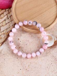 Boho-Stil rosa Opal Armband für Glück, Selbstvertrauen, emotionale Heilung, Edelstein-Armband, Kristall-Schmuck-Geschenk für Frauen zu Geburtstagen & Jahrestagen - Babypink - Übersicht 2