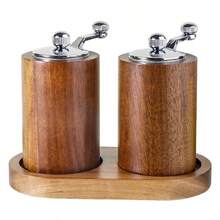 1pc/2pcs/3pcs Manual Wooden Sichuan Pepper & Black Pepper Mill, Home Use Salt Pepper Grinder, Kitchen Pepper Grinder - Brown - View 9
