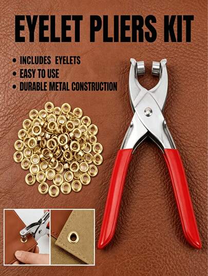 Heavy Duty Grommet Hole Punch Tool Set, Professional DIY Grommet Hole Press Pliers Kit, Suitable For Faux Leather/Belt/Shoes/Handicrafts And Eyelet Setter Tools, Designed For Canvas Punching, Rivet Pressing And Crimping Tasks, Essential For Handicrafts, Leather Crafting