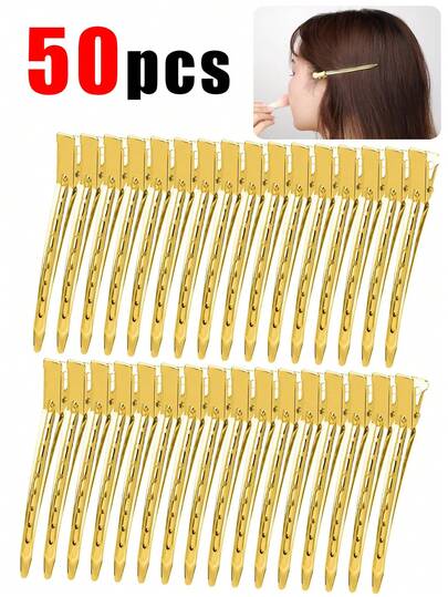 30 piezas/20 piezas/10 piezas/1 pieza Pinza de pato de metal/Pinzas para el cabello tipo caimán, diseñadas para hombres y mujeres, hechas de metal duradero, resistentes a la oxidación y con superficie lisa, diseño de orificio pequeño para un agarre firme, fácil de usar, versátiles para peinados de salón, limpieza facial y organización del hogar, accesorio para el cabello práctico para mujeres y niñas