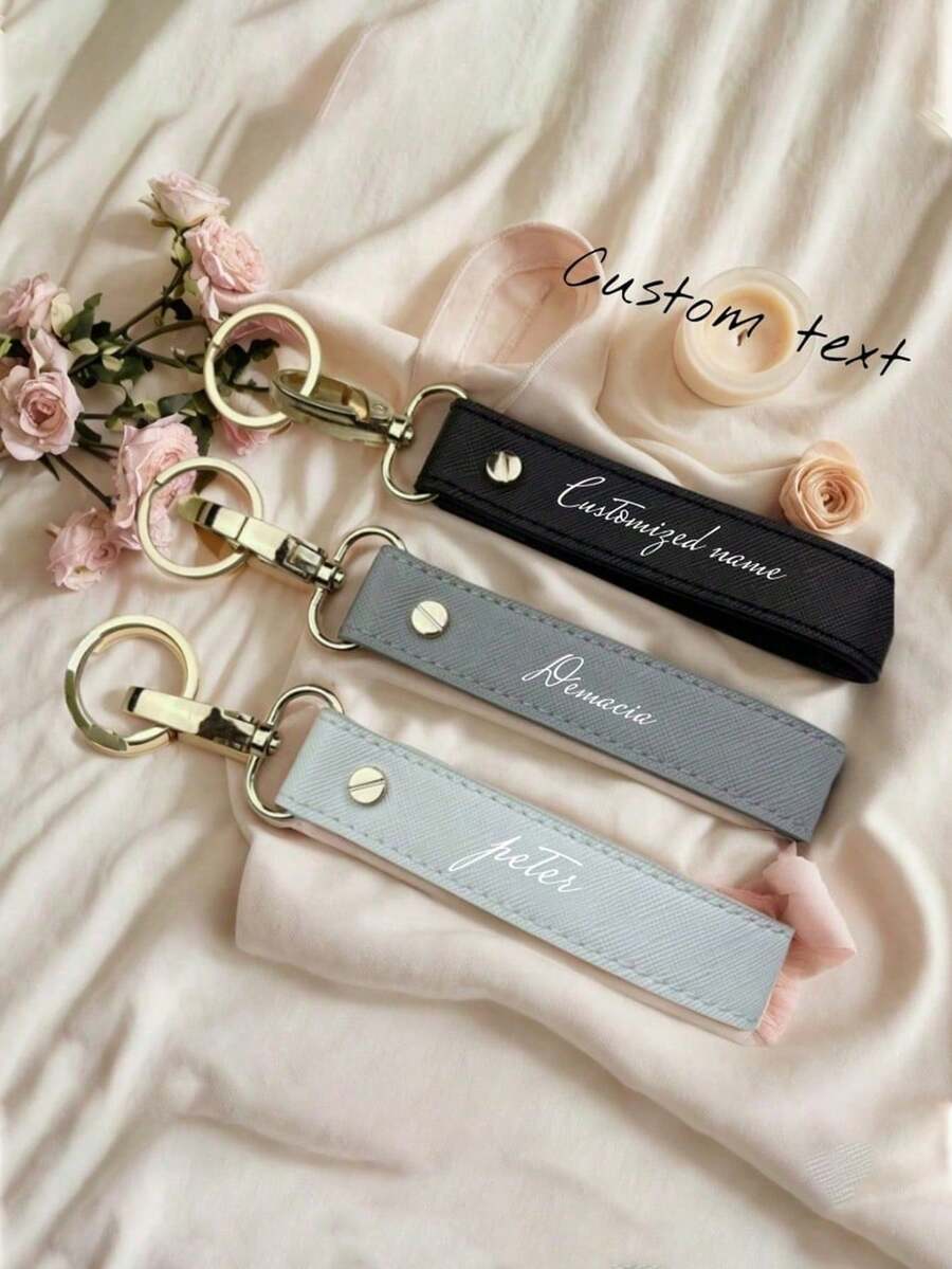 Customized Creative PU Leather Keychain, Personalized Unique Keyring Gift For Friends, Family, And Loved Ones, Hipster, Stylish, Custom, Personalized, Unique, Customized,Personalized Gifts For Women/Men, Personalized/Customized Keychain - Multicolor - View 1