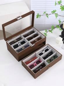Hộp đựng kính mắt màu gỗ óc chó, hộp đựng kính nhiều ngăn thời trang, hộp sắp xếp kính mắt bằng gỗ, hộp đựng đa năng, hộp đựng nhiều lớp, quà tặng ngày lễ cho người lớn tuổi và bạn bè. - Vân gỗ óc chó 12 ô - Xem 13