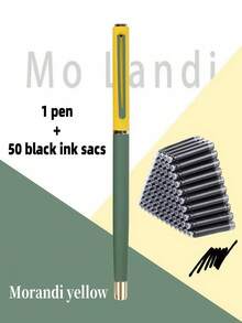 51pcs Set/(1 Ballpoint Pen + 50 Refill Cartridges) Premium Dual-Tone Metal Ballpoint Pen, 4 Color Options, Gel Matte Body Texture, Suitable For Daily Writing, School, Office, Business Signing, Great Gift Choice For Holidays - 51pcs Set - View 12