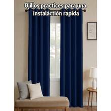 1 Piece Thermal Blackout Curtain 135x225 Cm, Total Light And UV Ray Blocking, Noise And Temperature Insulation, Ideal For Bedroom, Living Room Or TV Room - 藏青色 - 查看 8