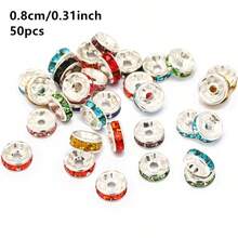 50 buah Manik-manik Bulat Rhinestone AB 4/6/8/10mm Kristal Lepas untuk Pembuatan Perhiasan DIY, Gelang, dan Aksesoris Kalung - oblat - View 26
