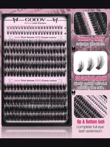 Juego de 260 piezas de racimos de pestañas esponjosas, racimos de pestañas gruesas con racimos de pestañas de dibujos animados puntiagudos 10-18mm D Curl pestañas individuales 120D pestañas de racimo esponjosas pestañas inferiores 6.7mm - DD - Ver 2