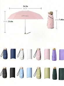 16 Colors Available, This Minimalist Pocket Umbrella Series Presents A Simple And Low-Key Luxury And Elegant Style. Fashionable Design Provides UPF 50+ Advanced UV Protection, Suitable For Sunny And Rainy Days. Campus Essential - Flat Iron Umbrella - View 6