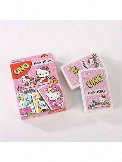 SANRIO 108张三丽鸥卡片，Hello Kitty游戏卡片，Hello Kitty系列卡牌游戏，非常适合派对、社交聚会、生日、情人节和新年，包含色彩缤纷的互动卡片和世界杯户外庆祝游戏卡片。