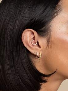 925纯银彩虹锆石小巧穿孔耳环，适合女孩日常佩戴 - Zircon Piercing - 查看 6