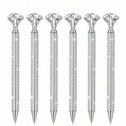12pcs Metallic Diamond Ballpoint Pens, Including 2 Pens (Silver + Gold) + 10 Refills, 1.0mm Black Ink, Crystal Glitter Rhinestone Pens Suitable For Weddings, Bridal Showers, Birthday Gifts And More