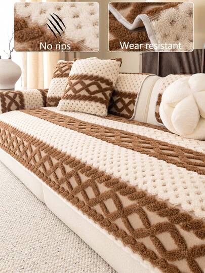 1pc All-Season Sofa Cushion Cover, Modern Minimalist Non-Slip Sofa Seat Protector, Dust-Proof And Washable Sofa Slipcover, Soft And Fade-Resistant, Pet-Friendly, Fits L-Shaped Sofa And 1/2/3/4 Seater Sofa, Suitable For Bedroom, Office, Living Room