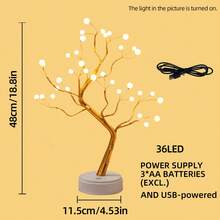 1pc 36LED Tree Lamp, Pearl Tree Lamp, Desk Lamp, Home Decor, Operated With Light, Bedside Lamp, For Living Room, Bedroom, Home, Office Lighting, Christmas Decoration [Battery Operated] - Pearl Tree Light - View 10