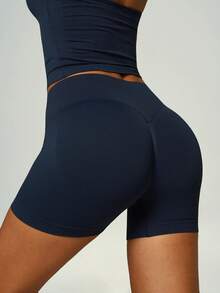 Halter High-Waist Peach Butt Leggings Set Sports - Navy Blue - View 7