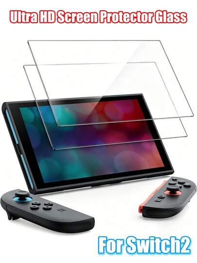 قطعتان من واقي الشاشة من الزجاج المقسى فائق الوضوح - متوافق مع Switch 2، 7.9 بوصة. زجاج مقسى عالي الجودة بقوة صلادة 9H+. شفاف عالي الوضوح، مضاد للبقع الزيتية، مضاد للخدش، مضاد للبصمات، حماية مضادة للغبار، درع تغطية كاملة، تركيب خالي من الفقاعات وخالي من الغبار. ردود فعل ملموسة ممتازة واستجابة لمس فائقة السرعة. حماية شاشة وحدة التحكم في اللعبة من جميع الجوانب. تركيب سهل، تصميم متوافق مع الحافظة. هدية لعيد الميلاد، العائلة، الأصدقاء.