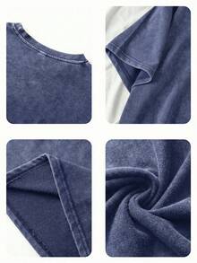 Comodidad de algodón puro. La nueva camiseta de estilo americano 100% algodón, adecuada tanto para hombres como para mujeres. Esta camiseta retro presenta un diseño floral con la palabra "Me - Azul - Ver 3