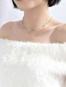 Colorful Dopamine Crystal Necklace For Women, Delicate Collarbone Niche Chain - Silver - View 8