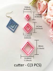 Nested Geometric Clay Cutters, Layered Shape Polymer Clay Molds For Minimalist Earrings, Great For Modern, Boho & Neutral Tone Jewelry, Perfect For Statement Pieces & Everyday Wear - Pink - View 7