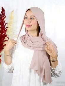 1pc Women's Instant Headscarf Tie-Tie Scarf, Classic Solid Color Wrap-Around Shawl, Premium Modal Fabric Smooth Soft Comfortable, Suitable For Daily Abaya Matching And Holiday Wear,Travel Essential,Beach Towel - Multicolor - View 24