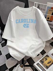 Summer TopsCarolina Team Graphic Women's Pattern Print TShirt Comfy Pure Cotton College Style Tee For Casual Daily Wear, Perfect Birthday Gift For UNC Alumni & Carolina Fans, Express Your Team Spirit! Loose And Comfortablesummer Clothes Summer Outfits For Women - trắng - Xem 2