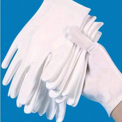 Guantes blancos, adecuados para personas con eccema y manos secas - Guantes de trabajo transpirables - Hidratantes, guantes de inspección de joyas de grado SPA suaves - Guantes de tela elástica ajustada, adecuados para la mayoría de las mujeres