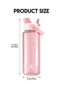 Powcan 40oz Transparent Water Bottle With Time Markings, 2-In-1 Straw Lid, Leak-Proof And Durable, Wide Mouth Sports Water Bottle Suitable For Fitness, School, Work, Camping, Travel And Home - Pink - View 5