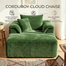 Sofá cama seccional extragrande Cloud de 122 cm: chaise longue doble con diseño mullido y sin huesos, cojines de felpa y sin necesidad de montaje. Moderno sofá cama para espacios pequeños, sala de estar, apartamento y noches de cine. - Verde - Ver 4