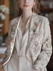 Áo blazer nữ in hoa, kiểu dáng thường ngày, đa năng, thích hợp đi làm hoặc đi nghỉ mát. - Nhiều màu - Xem 1