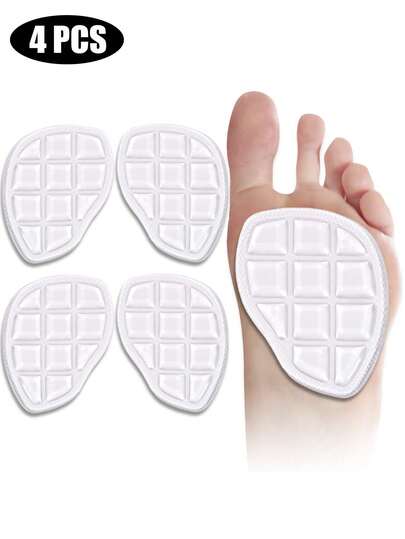 2 Pairs Summer Women's Grid Breathable Anti-Friction Forefoot Half Pad Silicone Anti-Slip Massage Insoles, Suitable For Women's Shoes, Elegant High Heels And Sandals, Travel Essential Shoe Accessories