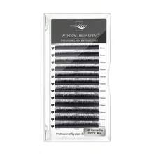 Winky Beauty Mi giả 12 hàng 3D mềm mại, hai lớp, màu hoa trà, độ dày 0.07mm, độ cong C D, mỏng nhẹ, tự nhiên, nhiều lớp, tự động tạo chùm mi, mi nối, mi giả. - Xem 10