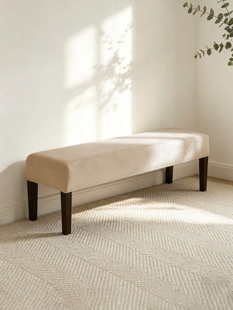 Vỏ bọc ghế đàn piano bằng nhung Silver Fox, co giãn, bọc toàn bộ, chống bụi và chống mài mòn, dành cho đồ nội thất, phong cách tối giản, giản dị. - Rượu sâm banh - Xem 1