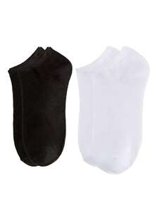 3/5/10 Pairs Of Black And White Low Cut Liner Socks, Invisible Casual Boat Socks, Comfortable Non Revealing Socks, Suitable For Daily Wear And Sports Shoes - Multicolor - View 2