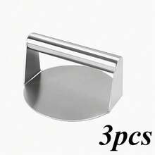 Bộ 3 dụng cụ ép thịt bằng thép không gỉ – Dụng cụ làm bánh burger vuông và tròn thủ công, tấm ép thịt, dụng cụ nhà bếp - bạc - Xem 1