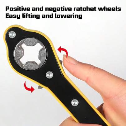 1 Set Of Car Jack Ratchet Wrench, Extended Ratchet Wrench, Durable Metal Crane Wrench, With 360° Knob, Easy To Assemble And Disassemble. Includes (1 Wrench And 1 Adapter)