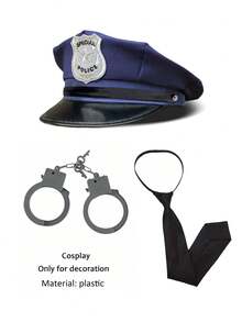 Men's Hat Set: Octagonal Cap; Hat Set: Costume Accessories; Hat Set: Cap, Tie, Walkie-Talkie Combo; Festive Party Costume Accessories; Hat, Uniform,Beach,Holiday - Multicolor - View 10