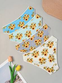 4 chiếc quần lót nữ mềm mại, mỏng nhẹ, ngọt ngào, thân thiện với da, in họa tiết tươi mát. - Nhiều màu - Xem 2