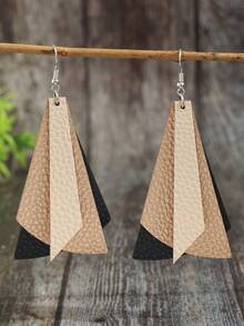 1 Đôi bông tai da hình tam giác hình học thời trang Âu Mỹ, bông tai da PU cổ điển dành cho nữ. - Nhiều màu - Xem 8