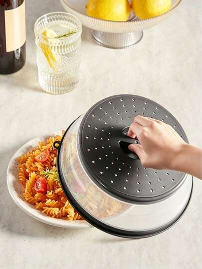 3 piezas Protector contra salpicaduras para microondas, tamaño grande con asa - 8.5 pulgadas X 2.5 pulgadas Tapa plegable de silicona ventilada para salpicaduras - Tapa para plato y tazón de microondas Accesorio de preparación de cocina