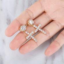 Cross Stud Earrings Simple Earrings For Men And Women - 金色 - 查看 2