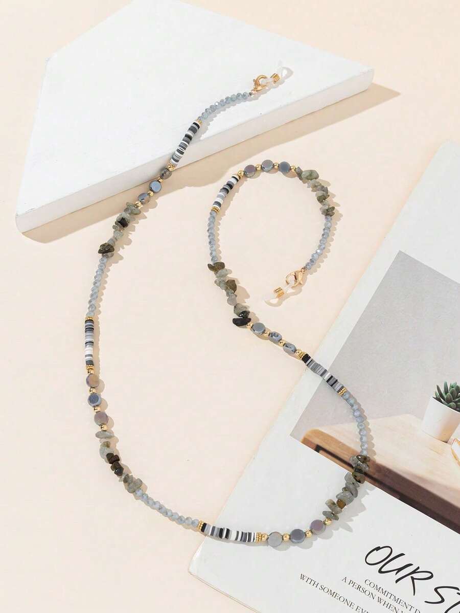 1 chiếc dây đeo kính bằng đá pha lê và kim loại, màu ngẫu nhiên.
