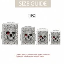1pc Unframed Vintage Lace Skull & Red Rose Canvas Print; Gothic Skull Print; Alternative Rock Style Home Decor; Suitable For Bedroom, Living Room And Apartment; Excellent Gift For Gothic Style Enthusiasts - Abstract - View 3