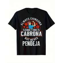 Camiseta 100% algodón 'Always Chingona Sometimes Cabrona But Never Pendeja' para Mujer Latina Empoderadora, Corte Medio, Manga Corta, Cuello Redondo, Camiseta de Verano de Algodón - Estilo Casual, Clásico - Negro - Ver 2